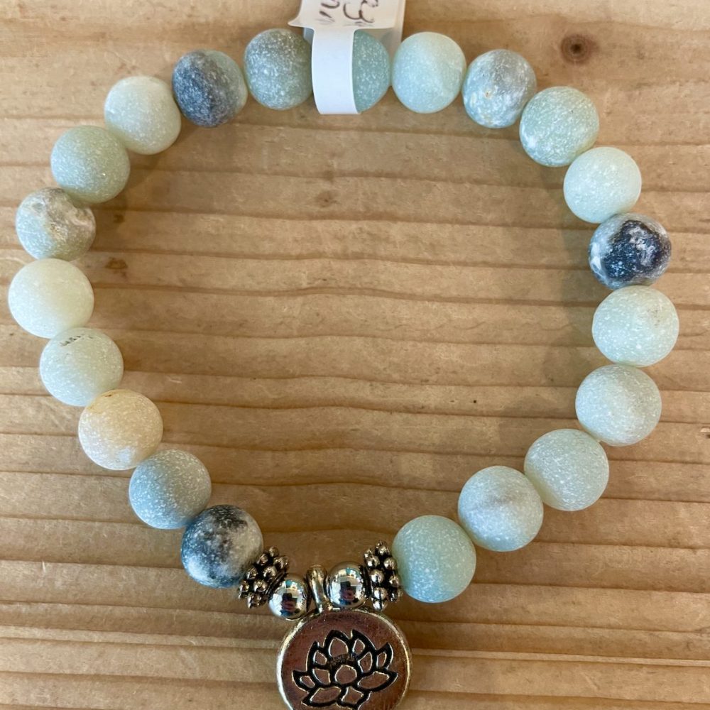 Amazonite Bracelet Mala Multi Lotus 8 mm Pause Nature